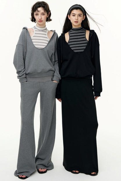 Layered Hooded Sweatshirt Set-Up