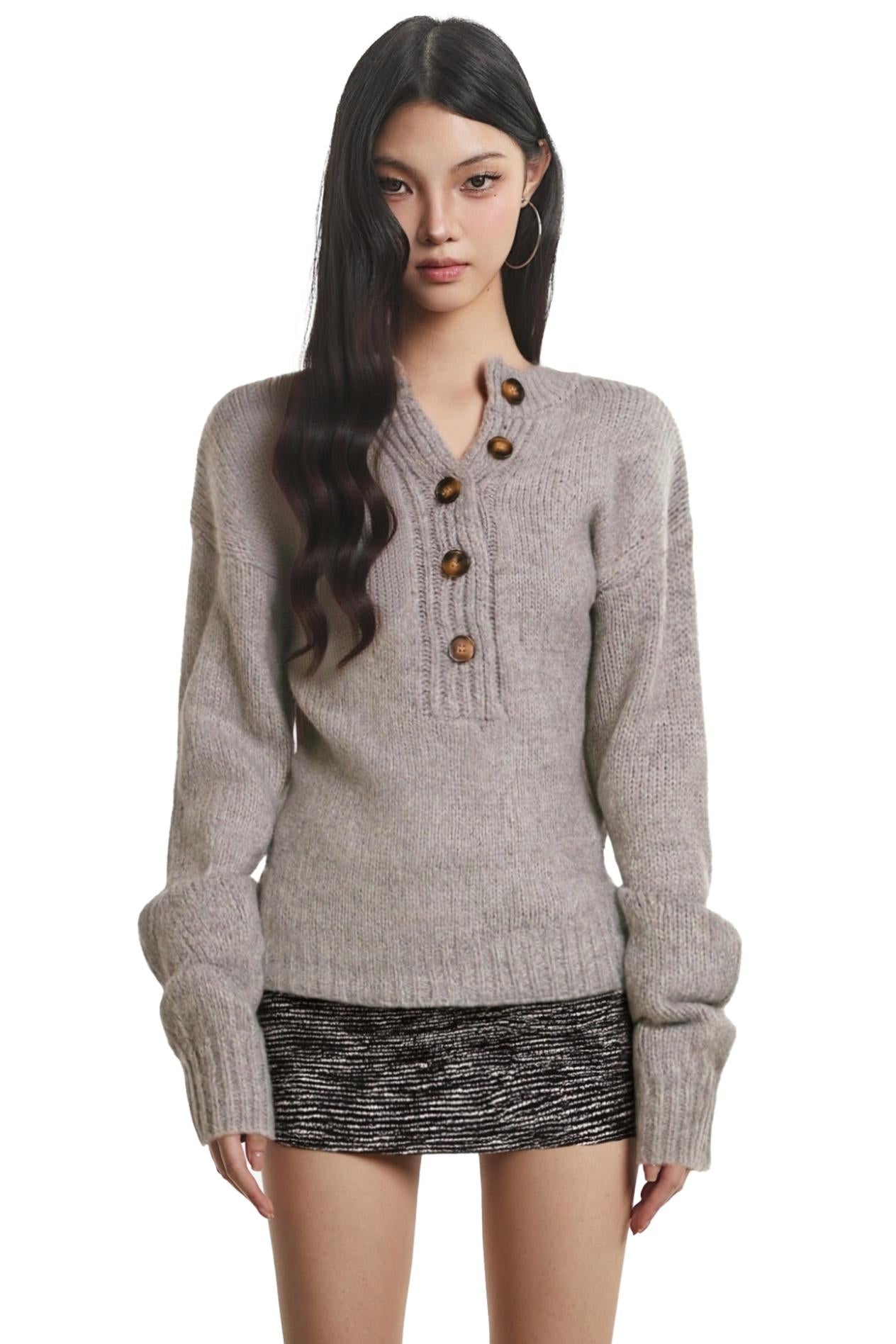 Button-Knit Slimming Base Top