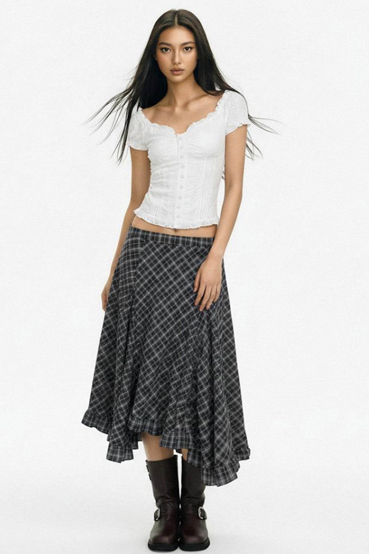 Vintage Check A-Line Skirt