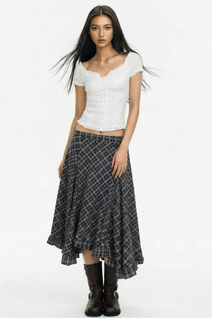 Vintage Check A-Line Skirt