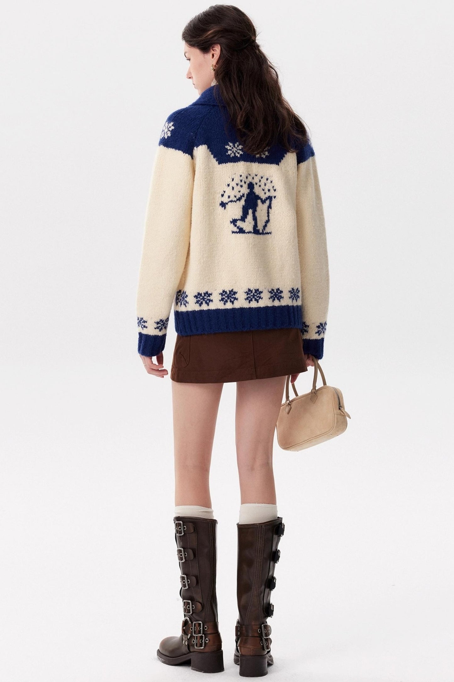 Contrast Retro Fair Island Knitted Cardigan