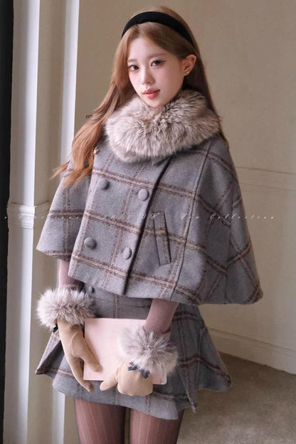 Vintage Plaid Wool Cape Set-Up