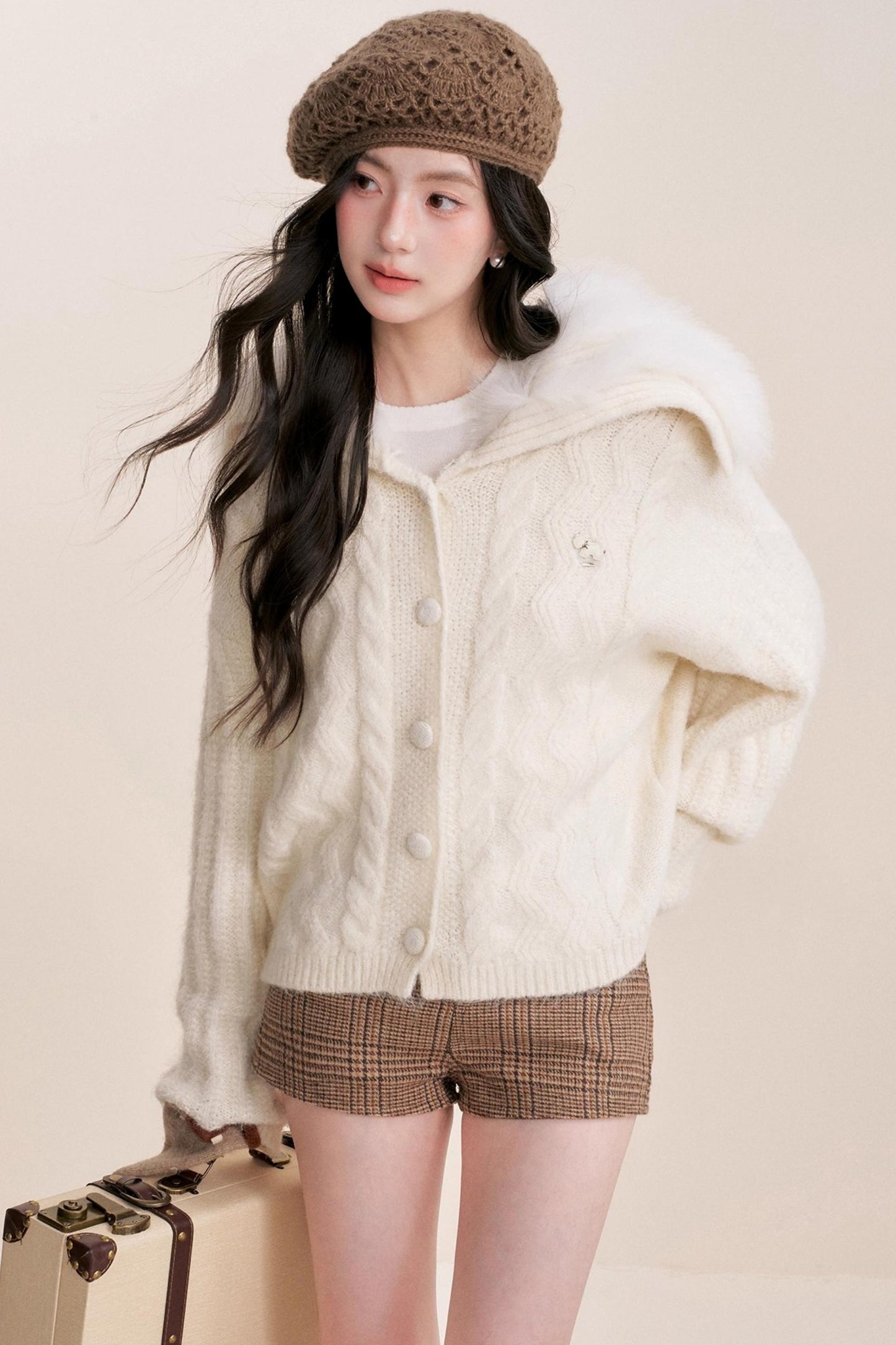 Winter Faux Patchwork Cardigan