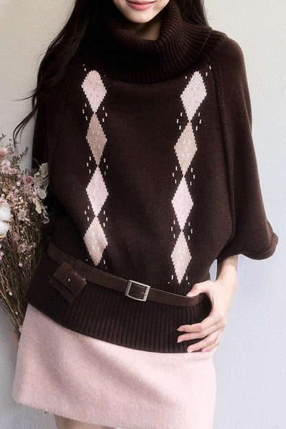 Retro Diamond Wool Knit Sweater