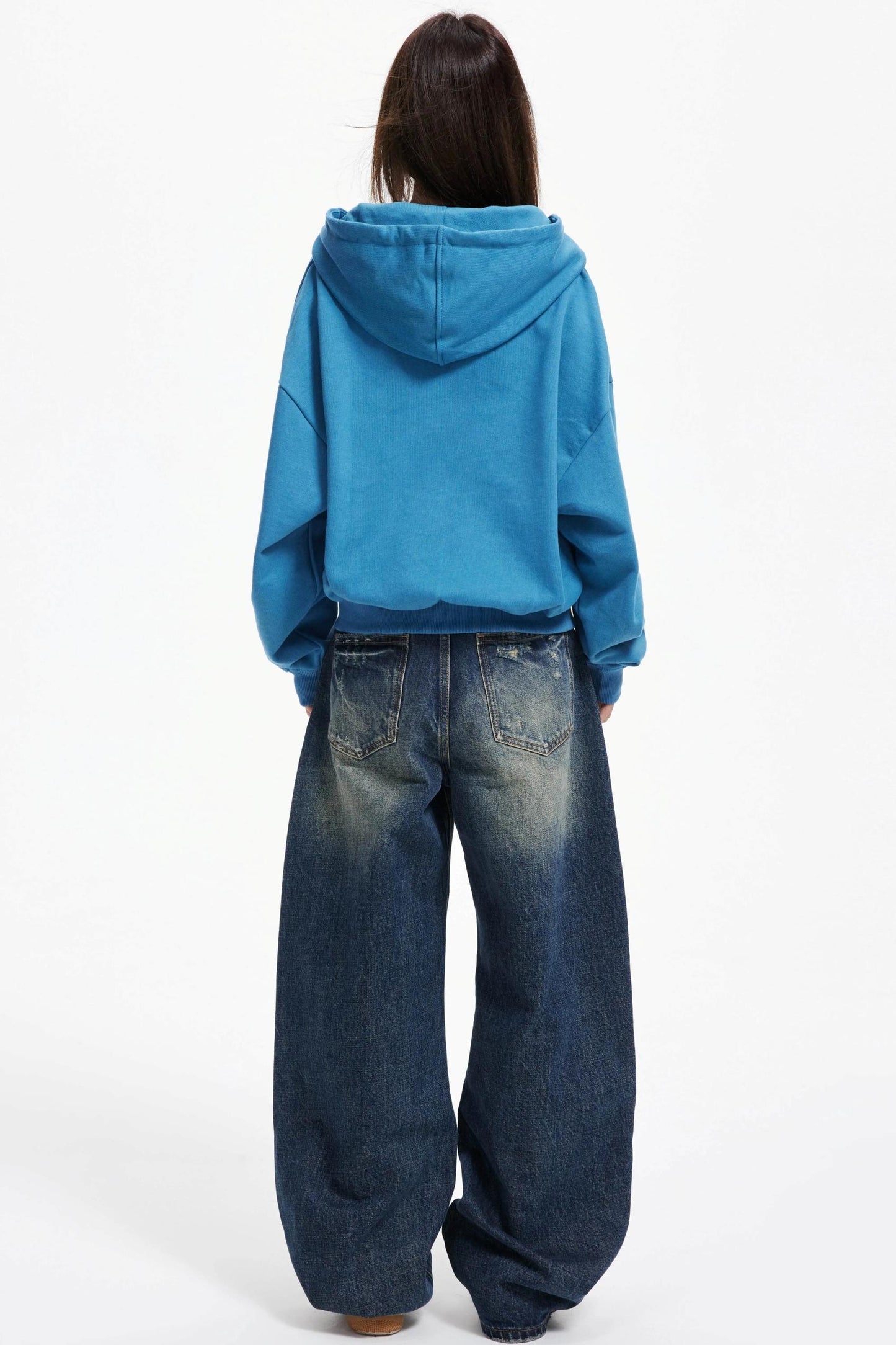 Cropped Hooded Cardigan Zip Jacket