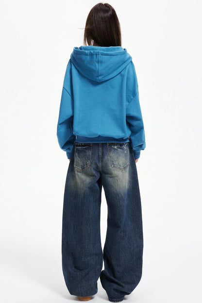 Cropped Hooded Cardigan Zip Jacket