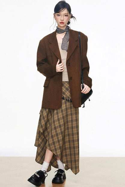 Suede Blazer Skirt Set-Up