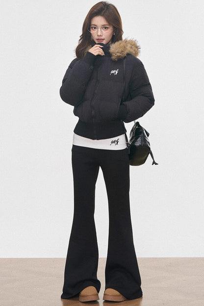 Fur Collar Cotton Jacket Set-Up