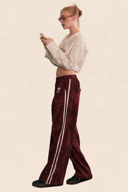 TIE-DYE RIPPED WIDE-LEG PANTS