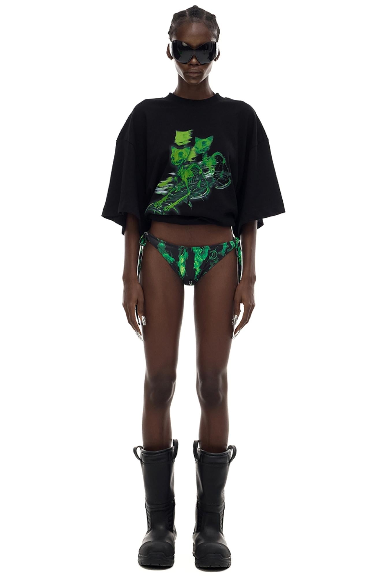 Cat Skeleton Print T-Shirt