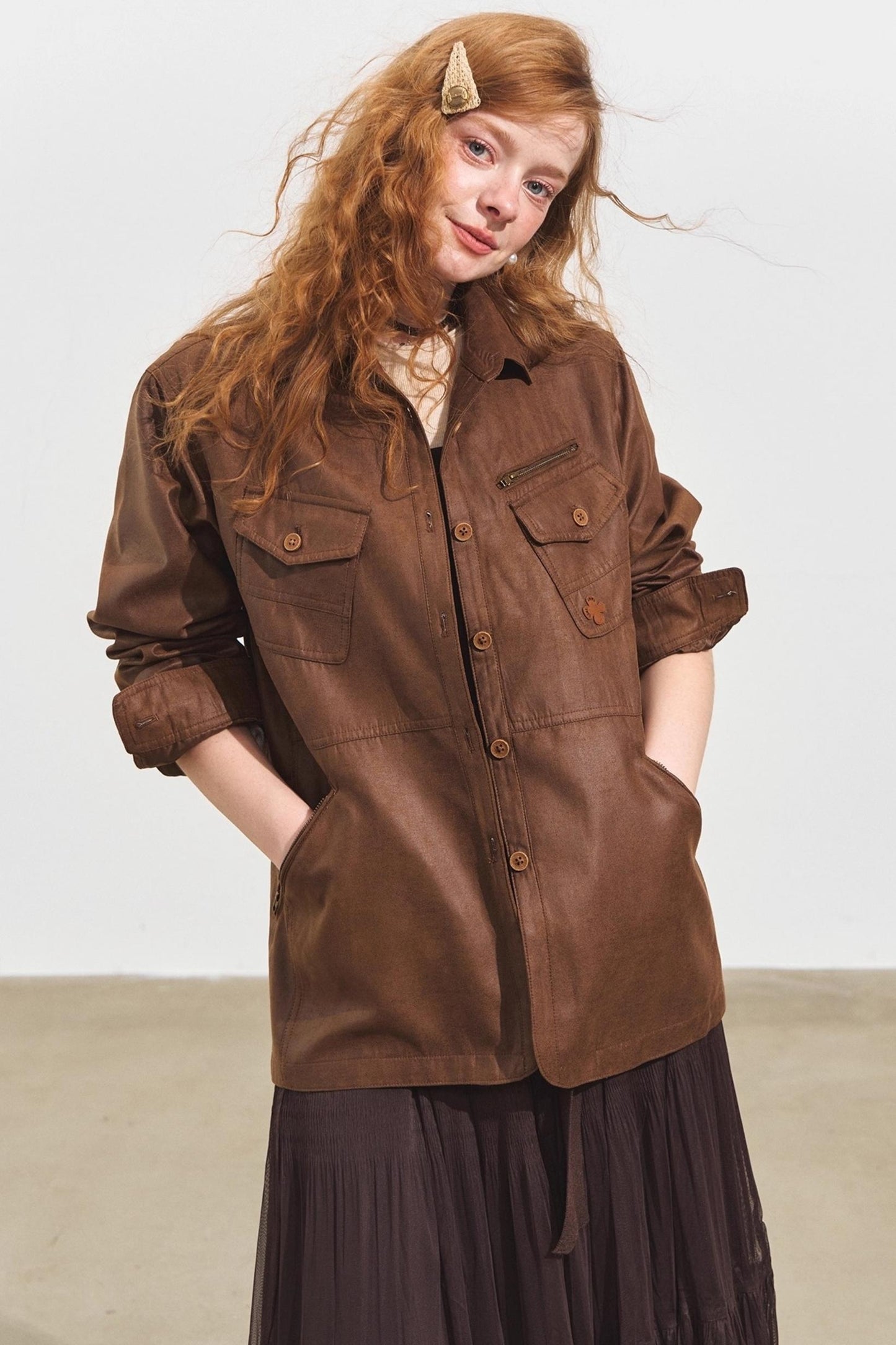 Multi-Pocket Casual Suede Jacket