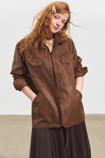 Multi-Pocket Casual Suede Jacket