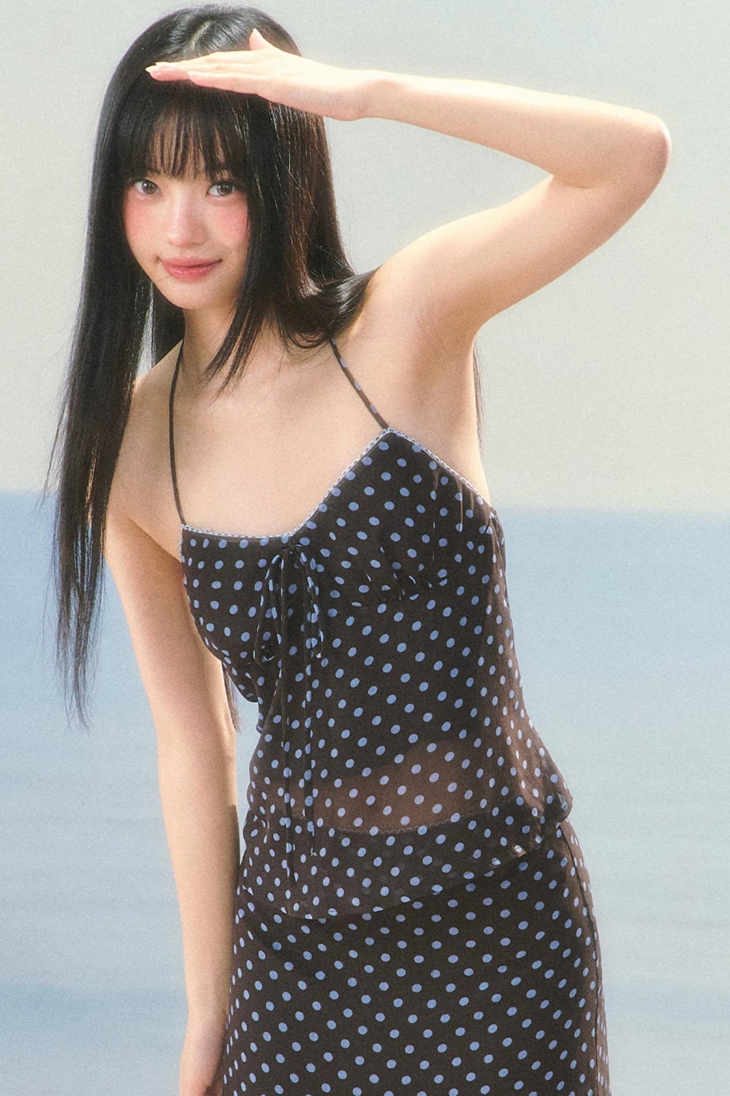 Retro Contrast Polka Dot Camisole Set-Up