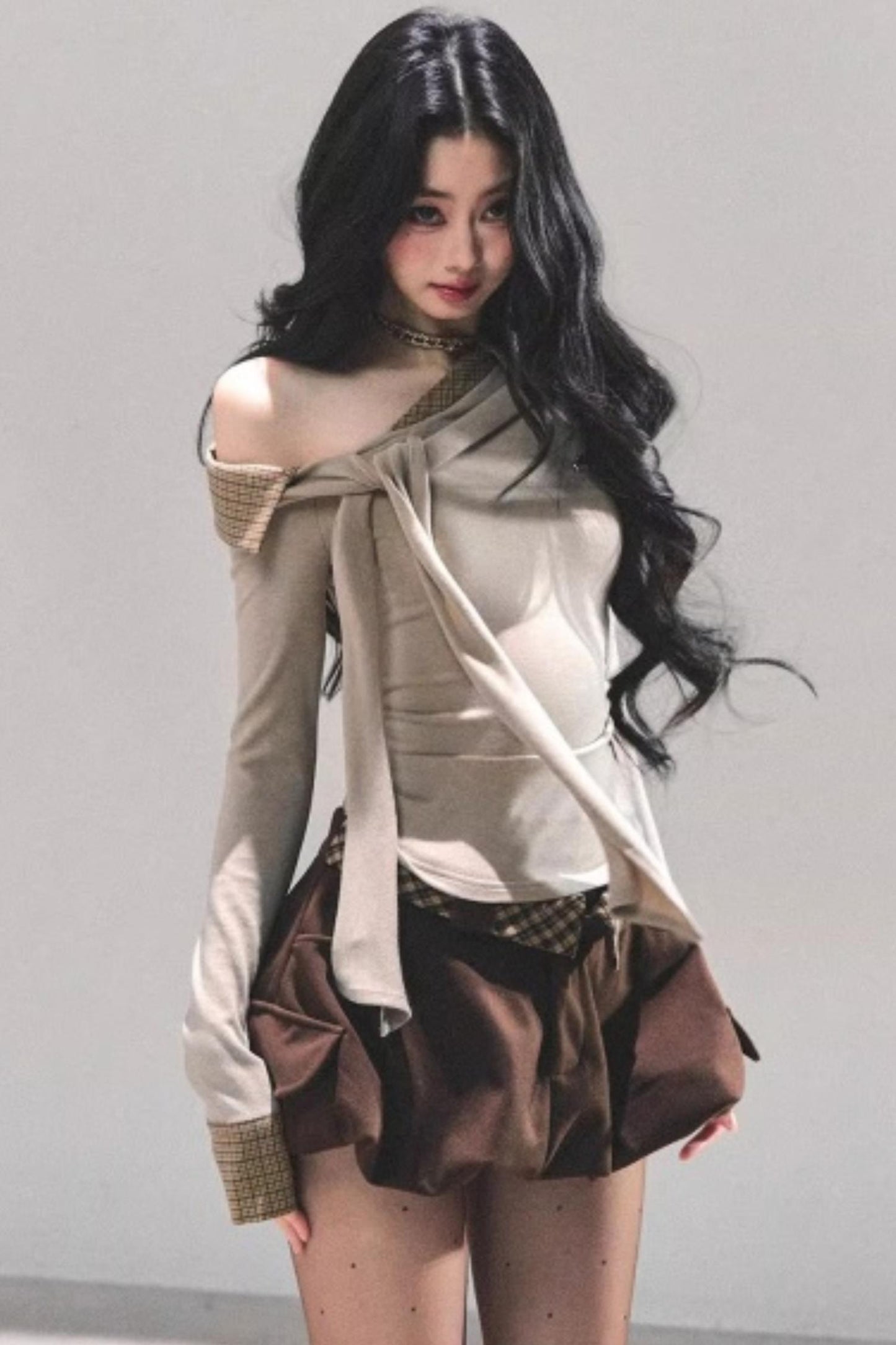 Plaid Floral A-Line Skirt