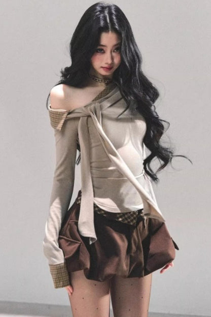 Plaid Floral A-Line Skirt