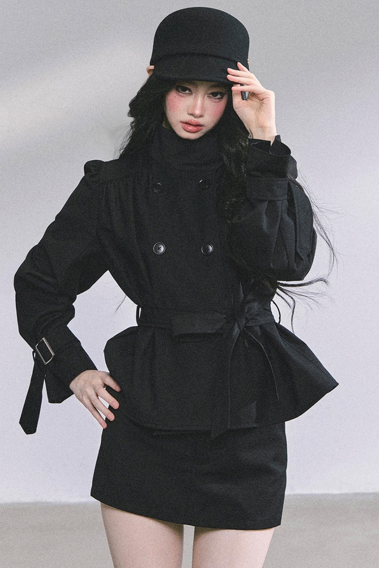 French Style Two-Piece Coat Skirt Set-Up