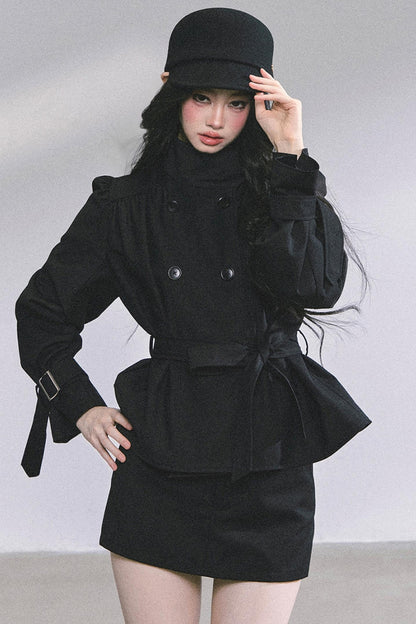 French Style Two-Piece Coat Skirt Set-Up