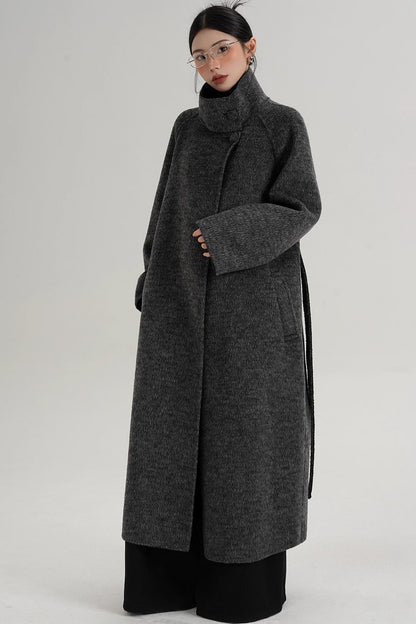 Elegant Athens Gray Wool Coat