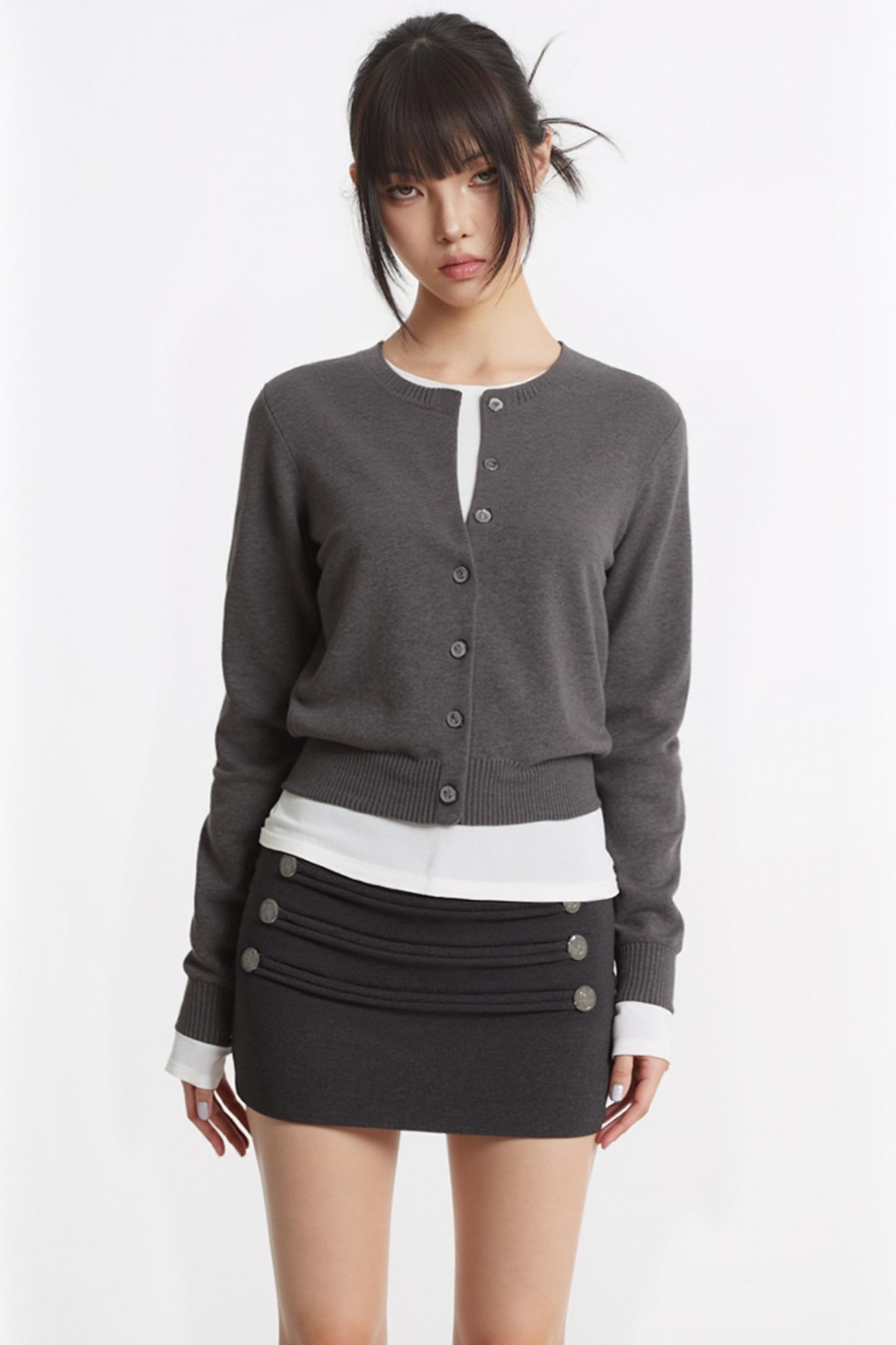 Woolen Knit A-Line Skirt Set-Up