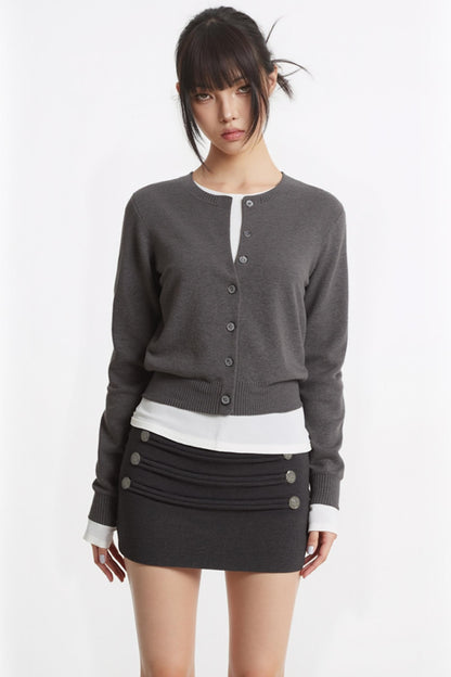 Woolen Knit A-Line Skirt Set-Up