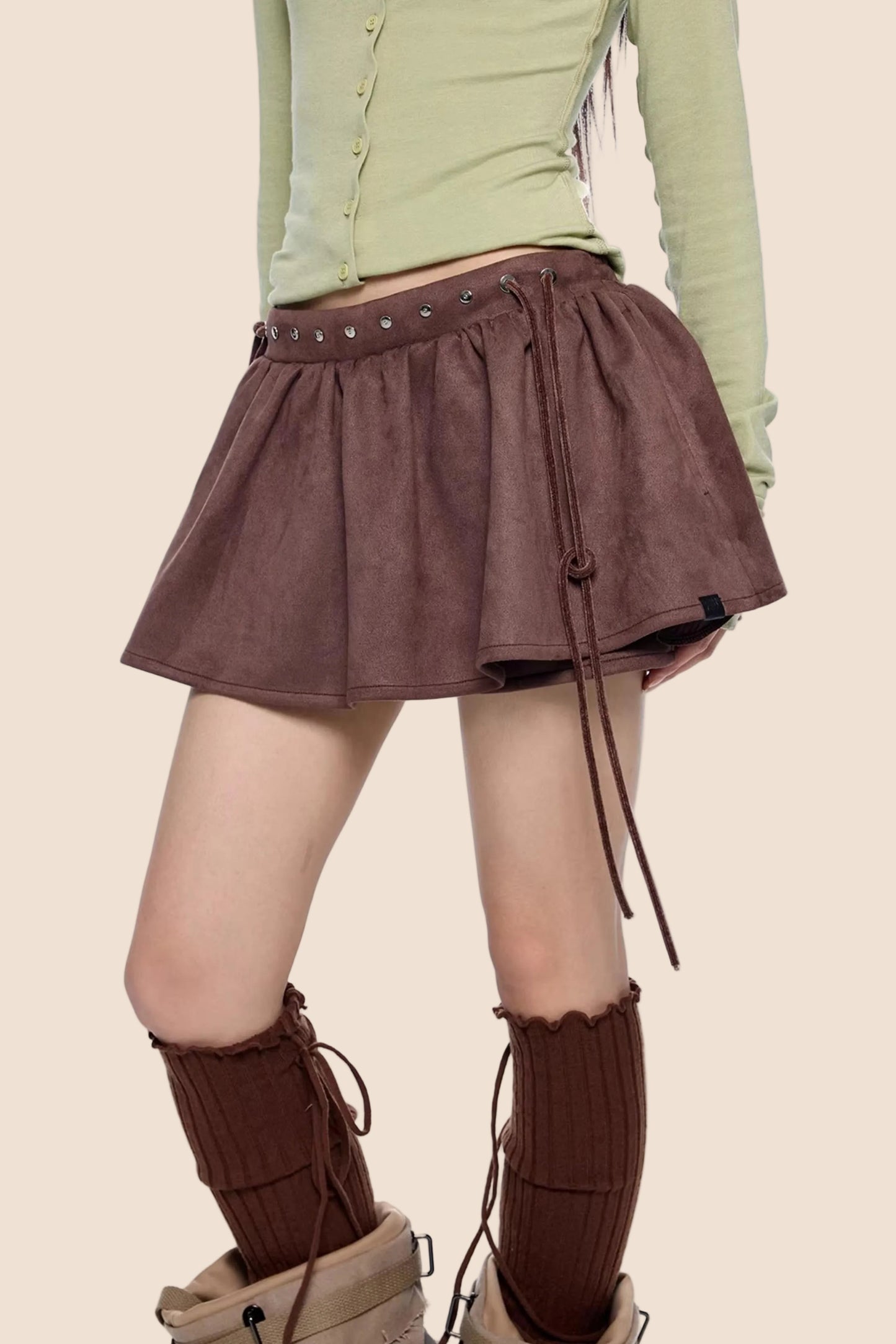 Faux Wildleder Blumenrock