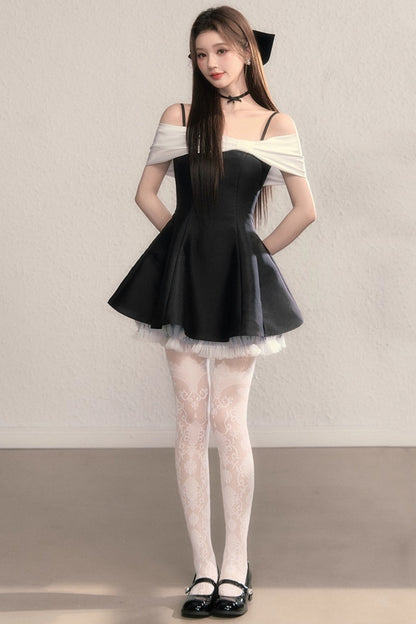 Gently Twisted French A-Line Puffy Dress