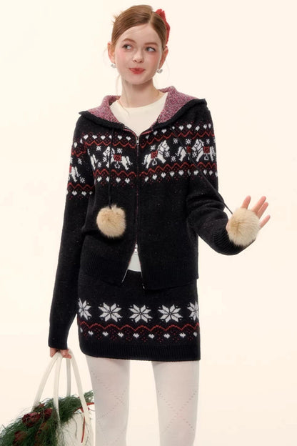 Wool Blend Fair Isle Jacket Set-Up