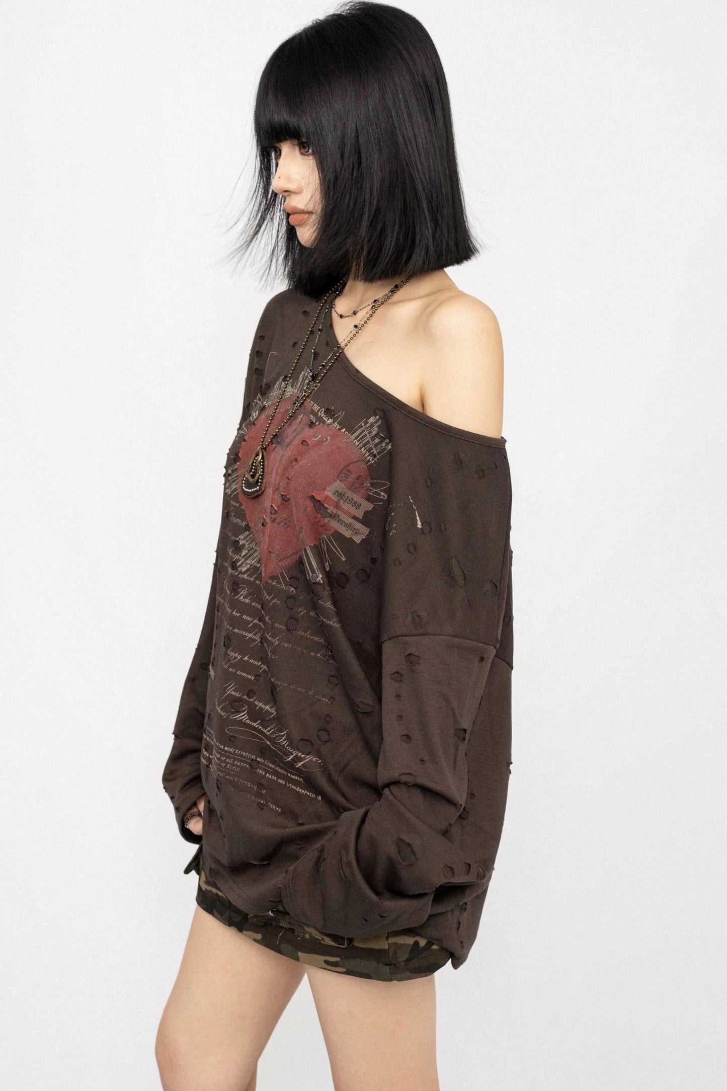 Distressed Sleeve Top