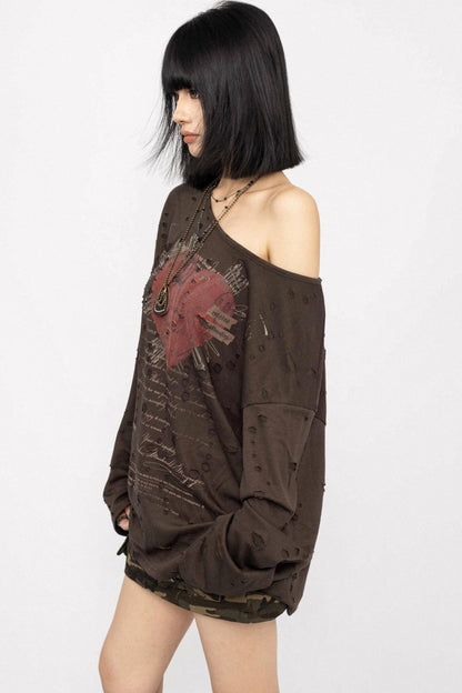 Distressed Sleeve Top