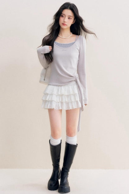 Lace Trim Patchwork Top