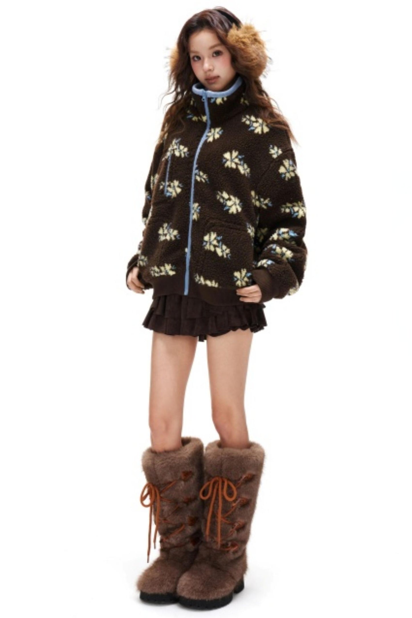 Floral Fair Isle Fleece Jacket