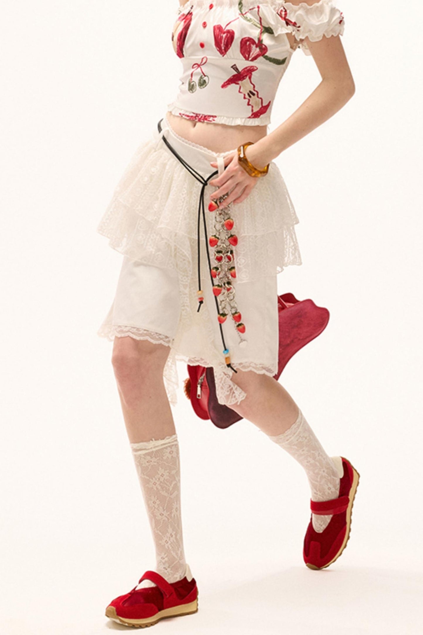 White Lace Layered Casual Shorts