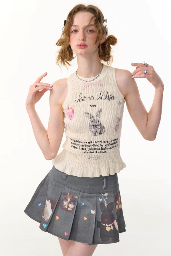 Rabbit Print Wrap Top