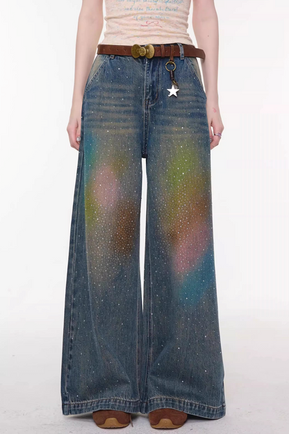 Gradient Rainbow Denim Pants