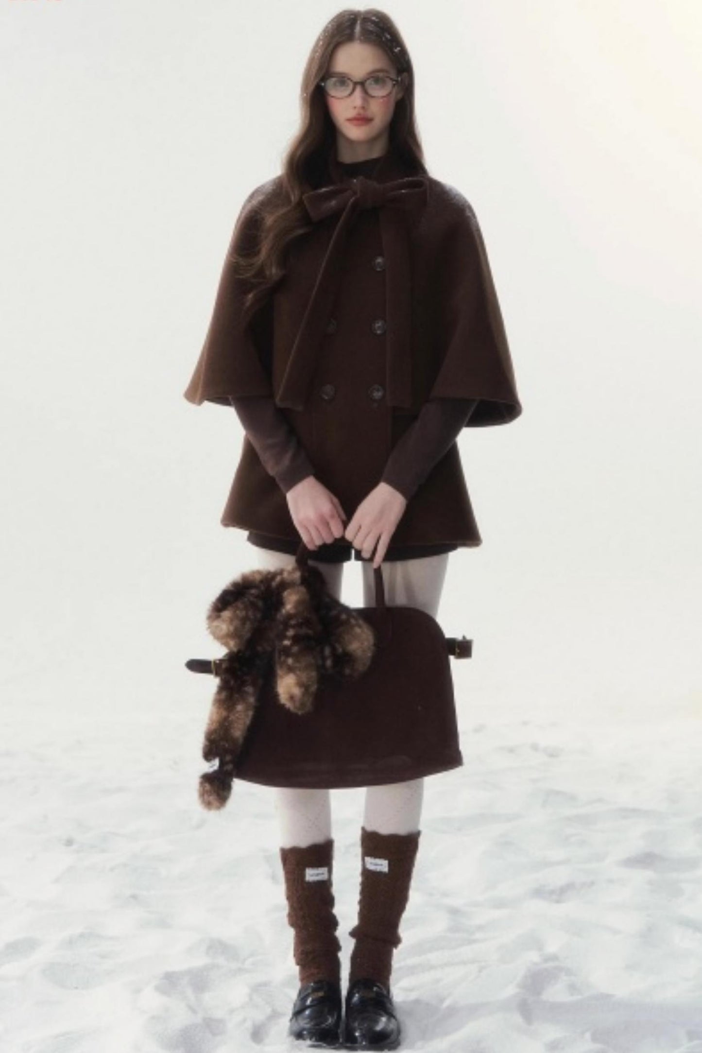 Cocoa Double-Breasted Cape Coat