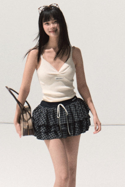 Shrine Plaid Woolen Cake A-Line Skirt