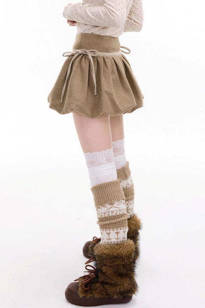 Autumn High-Waisted Woolen A-Line Skirt