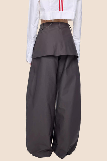 Patchwork Drapey Wide-Leg Pants