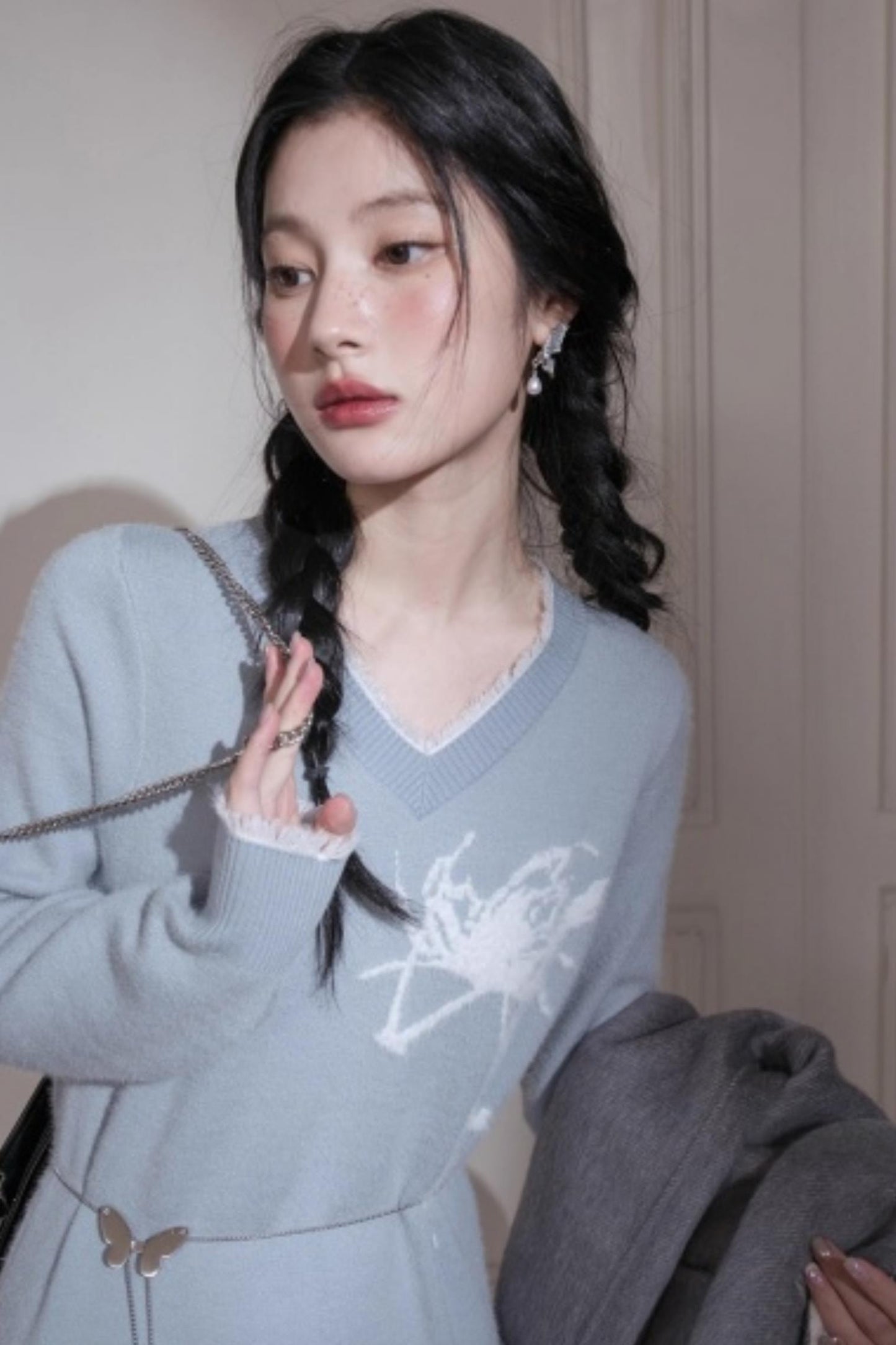 Butterfly Pattern Woolen Dress