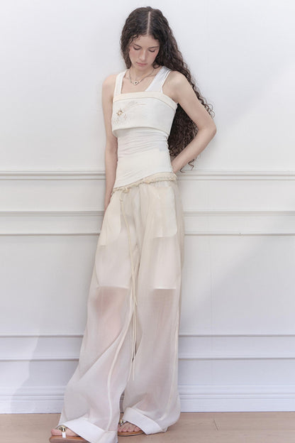 Lace Collar Knit Camisole Set