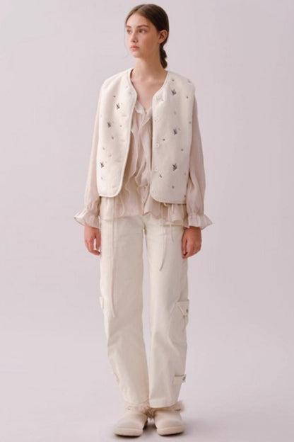 Reversible Floral Suede Vest