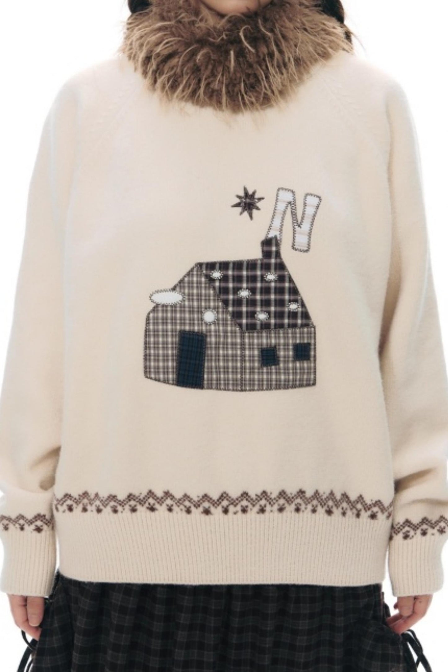 Color Block Embroidery Sweater