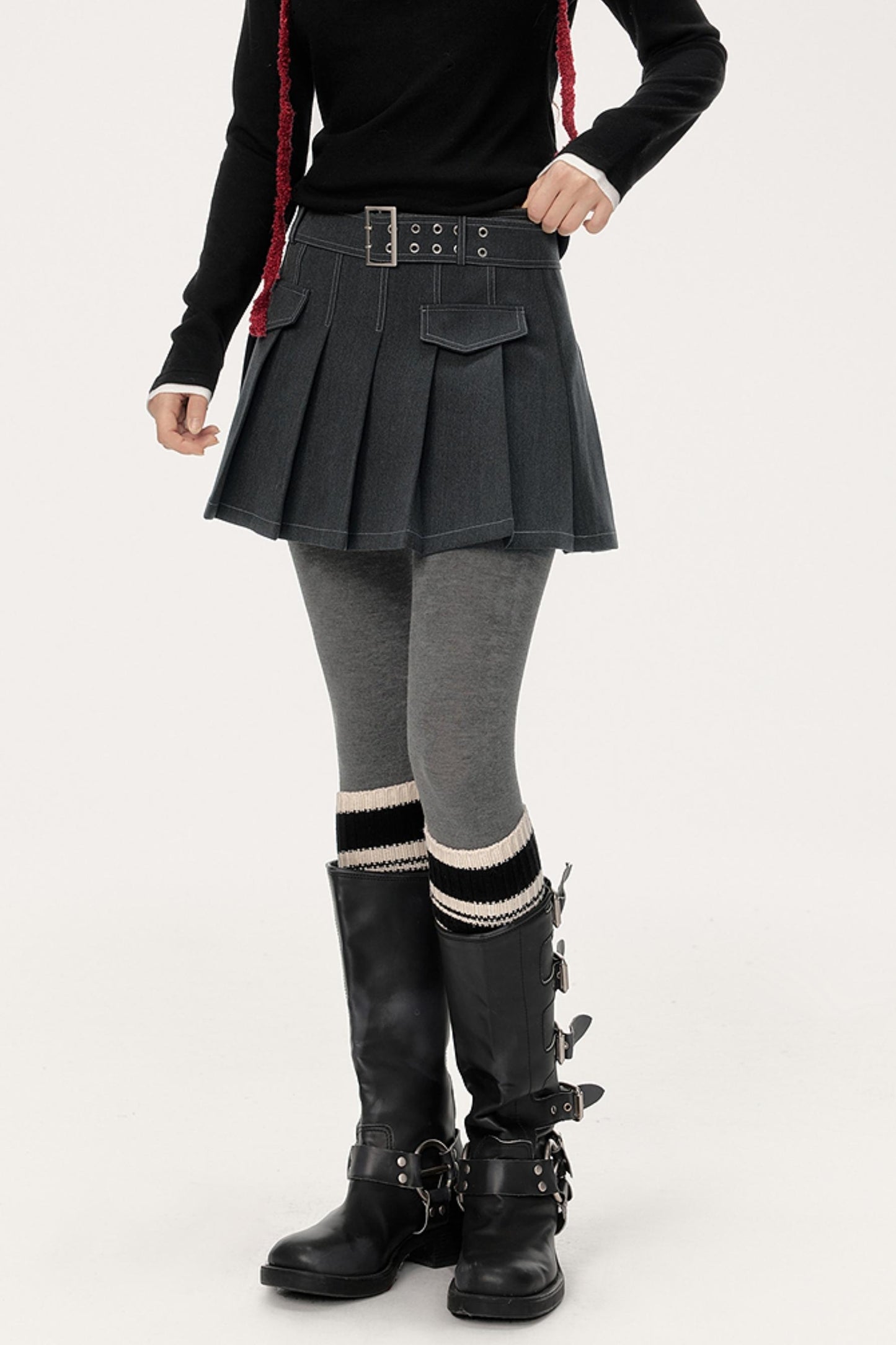 Topline Pleated A-Line Skirt