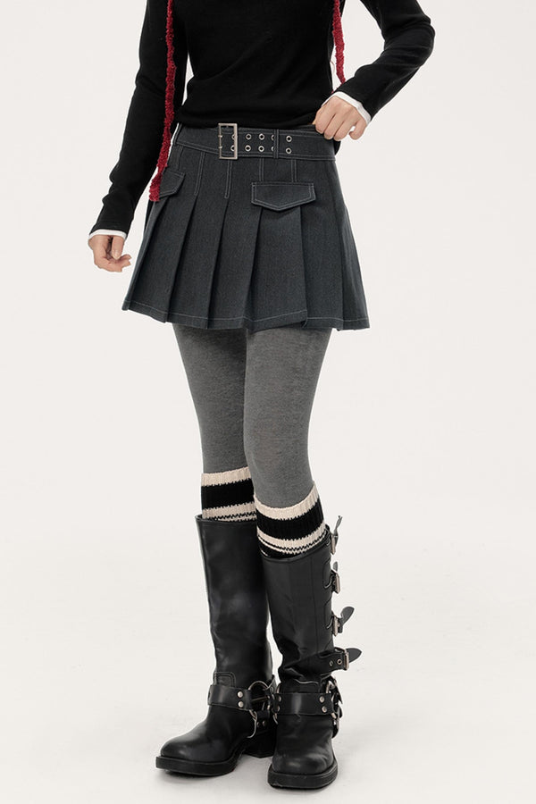 Topline Pleated A-Line Skirt