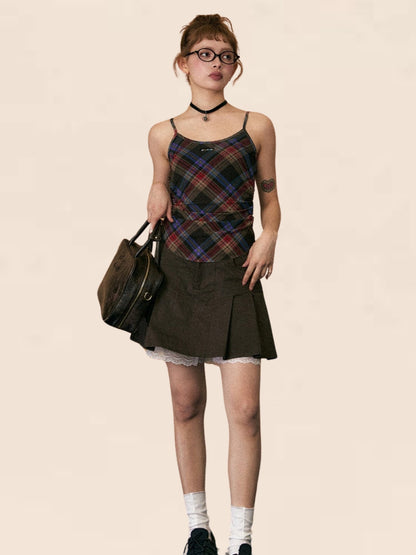 Retro Check Camisole Crop Top