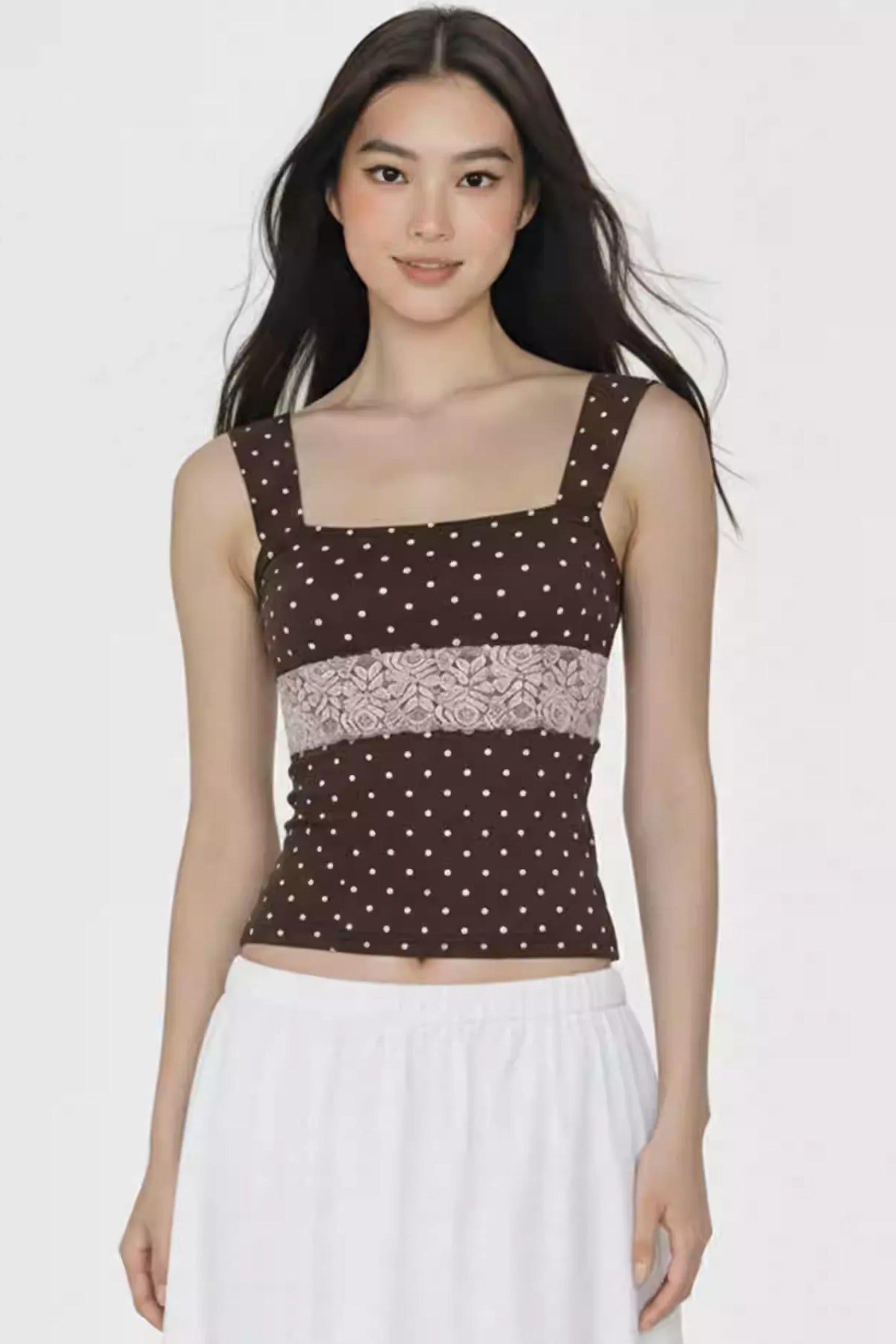 Retro Lace Polka Dot Vest