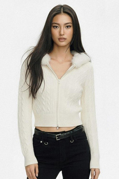 Short Fit Slim Pull Cardigan Top
