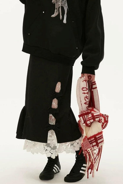 Bow Lace Layered-Look Skirt