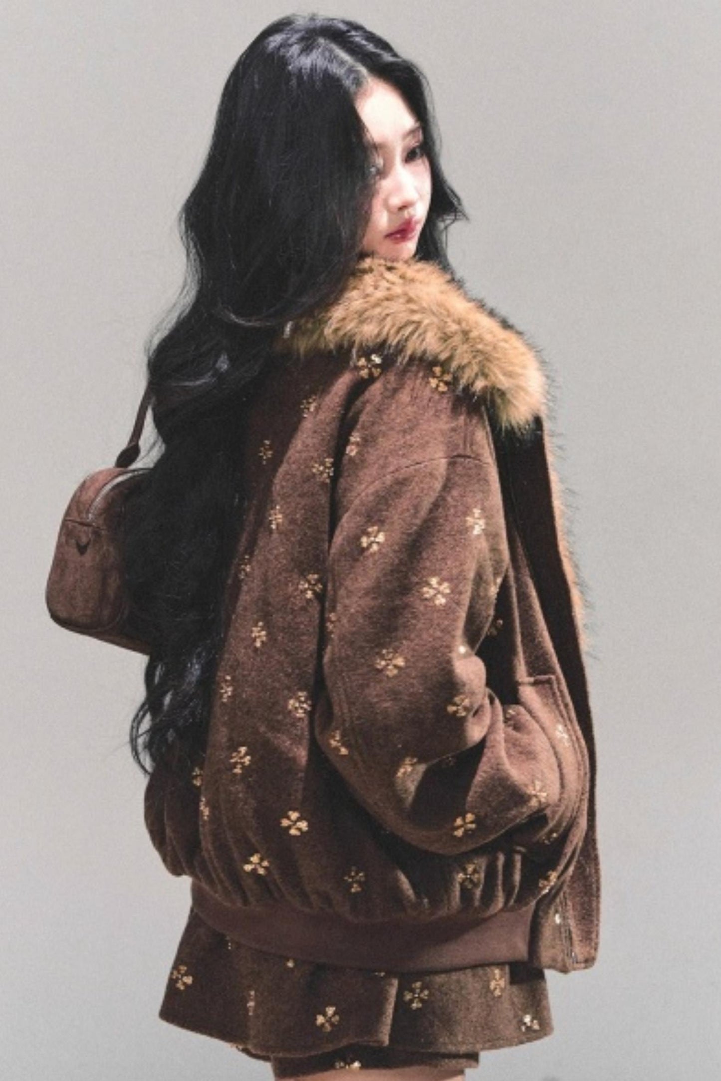 Maillard Wool Jacket With Skirt Set-Up