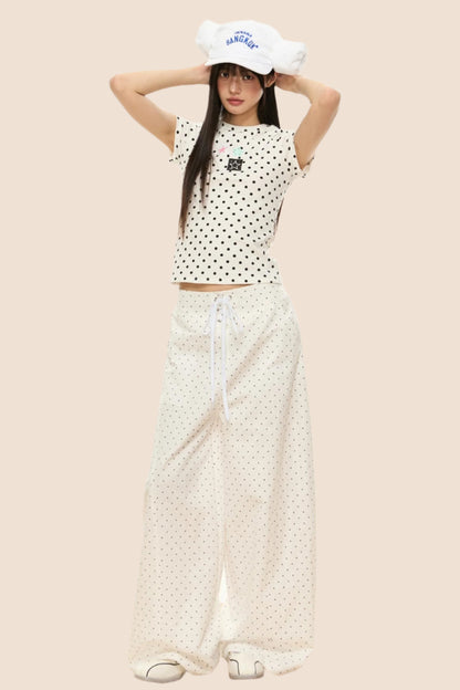 Polka Dot Wide-Leg Pants